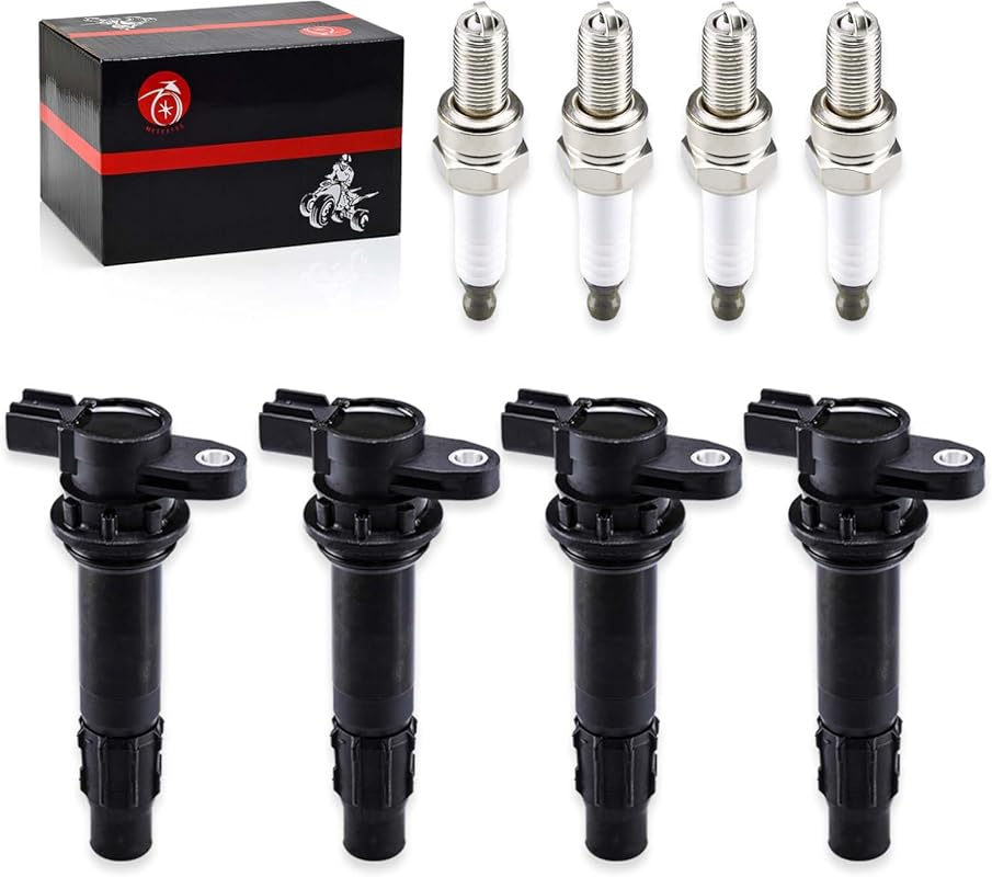 4Pcs Ignition Coils & Spark Plugs for Yamaha Waverunner FX1000, VX1100