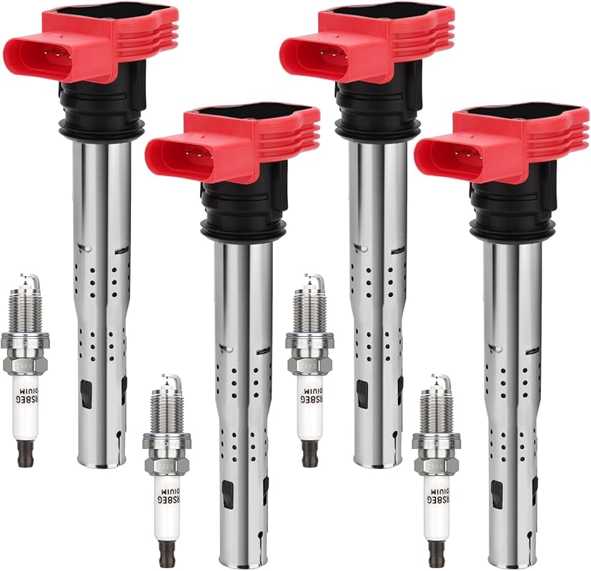 UF529 Ignition Coil & Double Iridium Spark Plug for Audi VW Beetle Gol