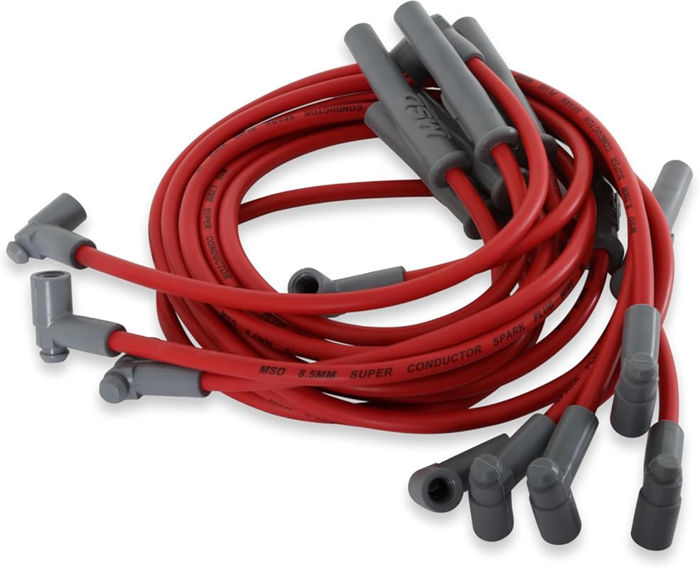 MSD 35389 Super Conductor Red Spark Plug Wire Set Low Resistance for M