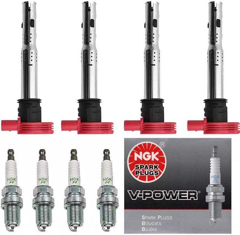MCK UF529 Ignition Coils & NGK V-Power 4644 Spark Plugs for Audi VW A3