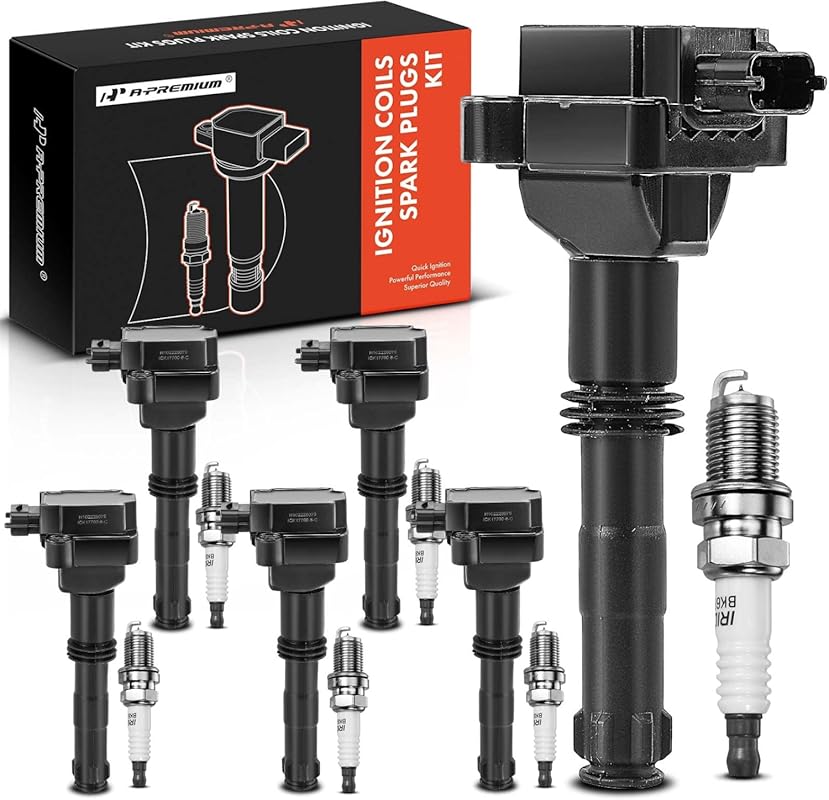 A-Premium Ignition Coils and Spark Plugs Set of 6 for Porsche 911 1999