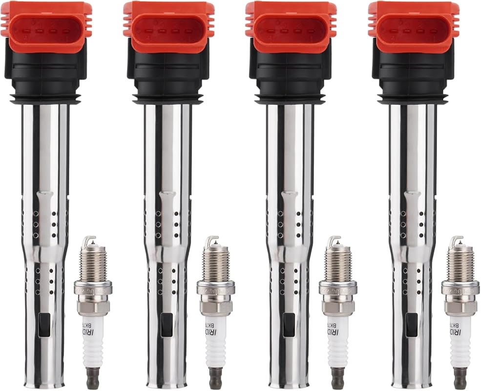 UF529 Ignition Coil Packs & Spark Plugs 4-Pack for Audi A3 A4 A5 VW Je