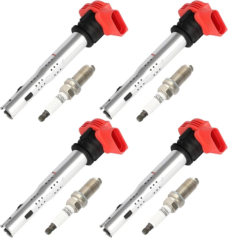 5C1688 UF529 Ignition Coils & Iridium Spark Plugs Set of 4 for VW MK5 
