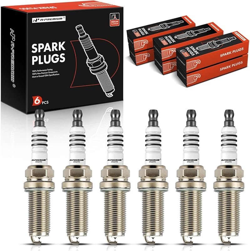 A-Premium Iridium Platinum Spark Plugs 6-Pack for Toyota, Subaru, BMW 