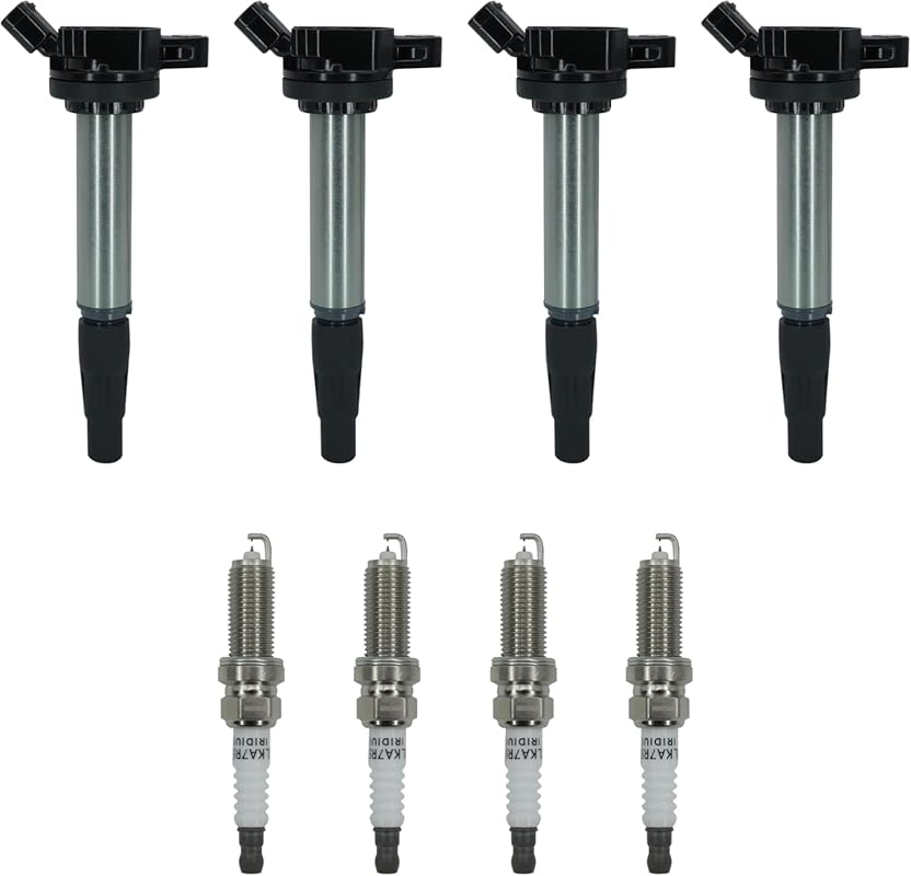 Marsram Ignition Coil & Double Iridium Spark Plug Set for Toyota Corol