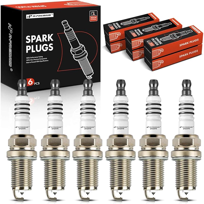 A-Premium Iridium Platinum Spark Plugs 6-Pack for Toyota, Lexus, Merce