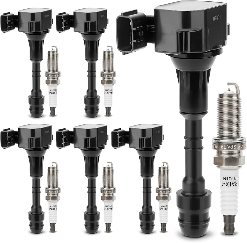 6x UF401 Ignition Coils & 4469 Double Iridium Spark Plugs for Nissan A