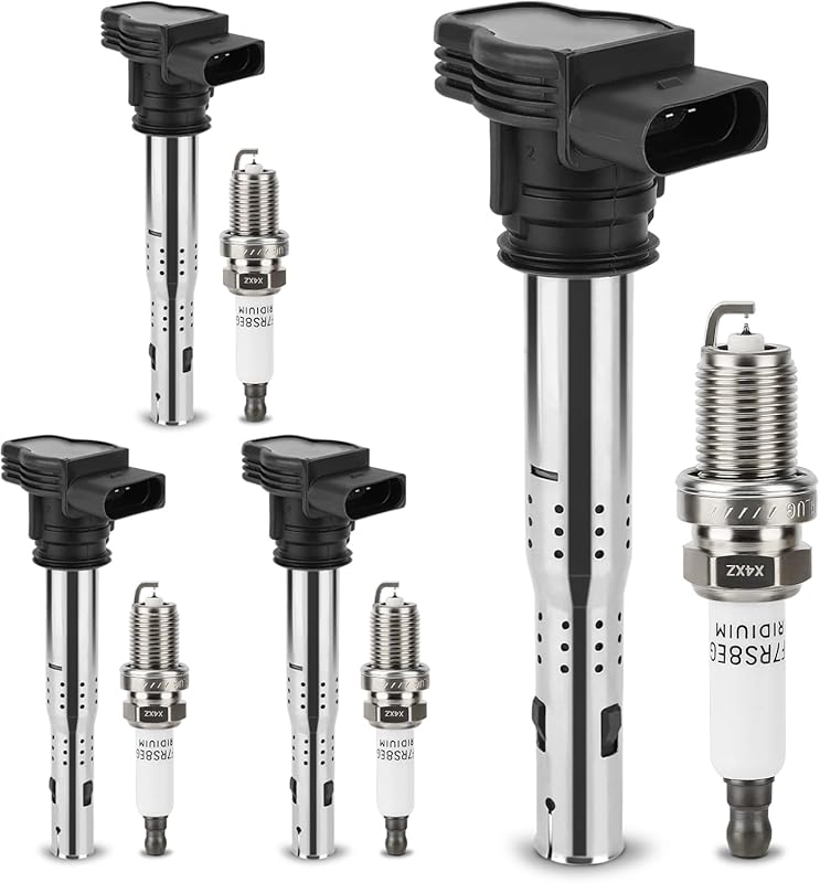 UF575 Ignition Coil and 1675 Double Iridium Spark Plugs for Audi A4 A5