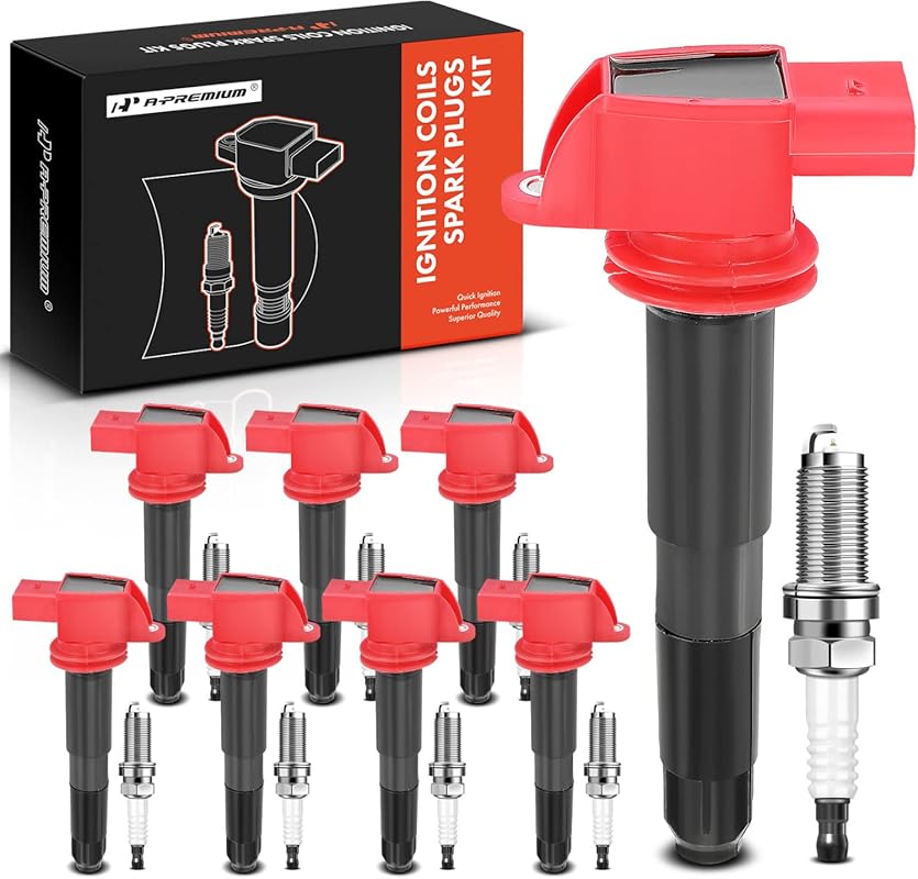 A-Premium 8 Ignition Coils and Iridium Spark Plugs for Porsche Cayenne