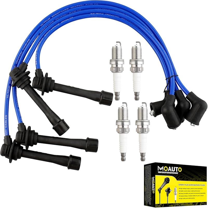 4x Iridium Spark Plugs RC-EUX065 671-4082 with Wire Set for 2002-2008 