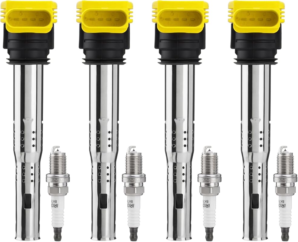 UF529 Ignition Coils & 4644 Spark Plugs Set of 4 for 2006-2016 VW Jett