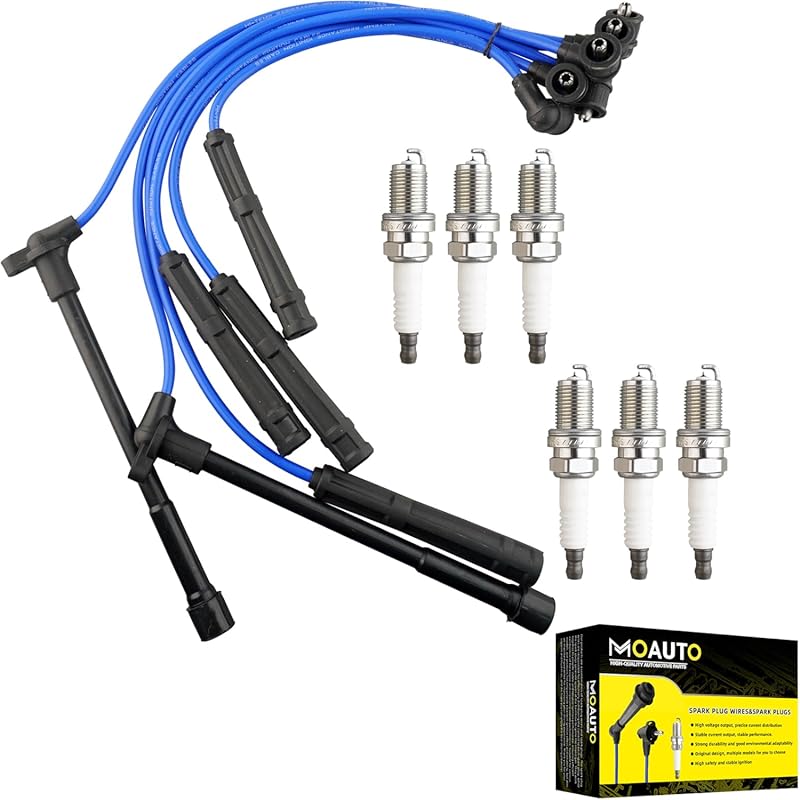 Set of 6 Iridium Spark Plugs with Wire Set for Nissan Frontier Xterra 