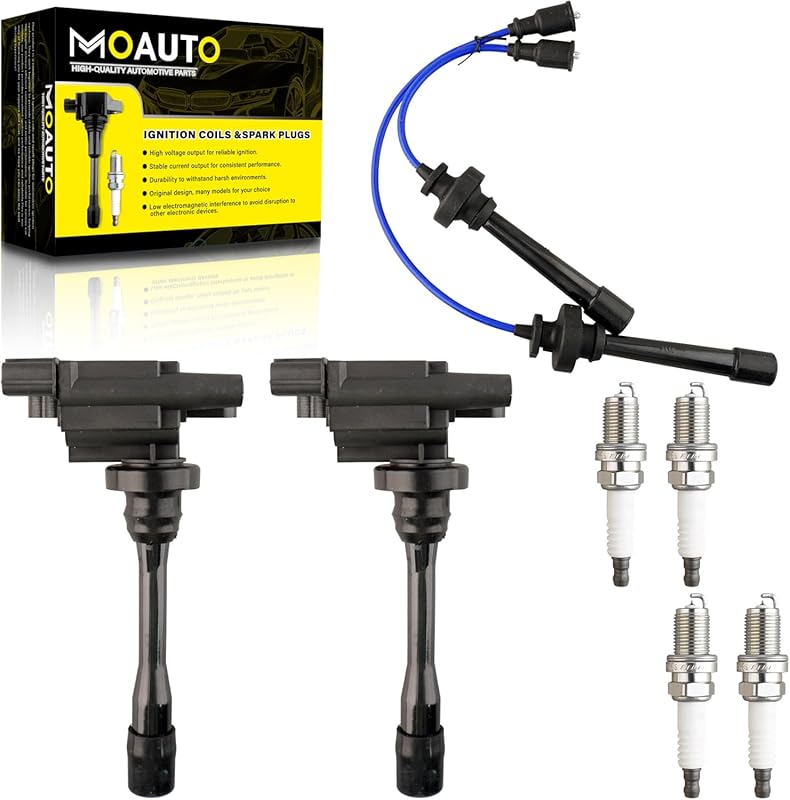Set of 2 UF295 Ignition Coils & 4 Iridium Spark Plugs Wire Set for Chr