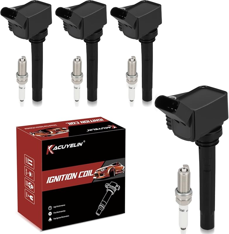 UF716 Ignition Coil Pack with 4 Iridium-Platinum Spark Plugs for Audi 
