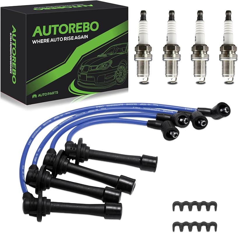 4 Iridium Spark Plugs and Ignition Wires Set for Mazda Miata 1.8L L4 1