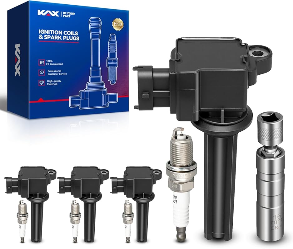 KAX UF526 Ignition Coil & Iridium Spark Plugs 4-Pack w/Magnetic Socket