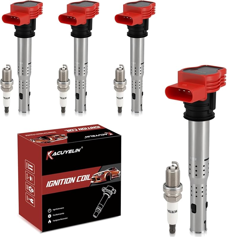 UF529 Ignition Coil Packs and Double Iridium Spark Plugs Kit for Audi 