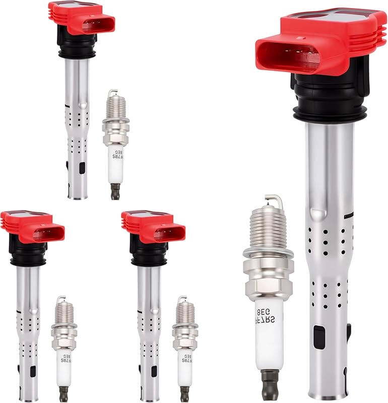PZ Ignition Coils UF529 & Iridium Spark Plugs 4-Set for Audi A4 A5 VW 