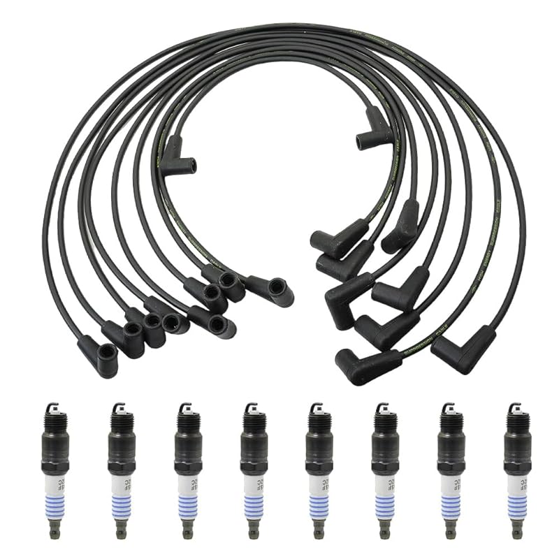 High-Performance 8 Iridium Spark Plugs & 9 Wires Kit for GM SBC BBC V8