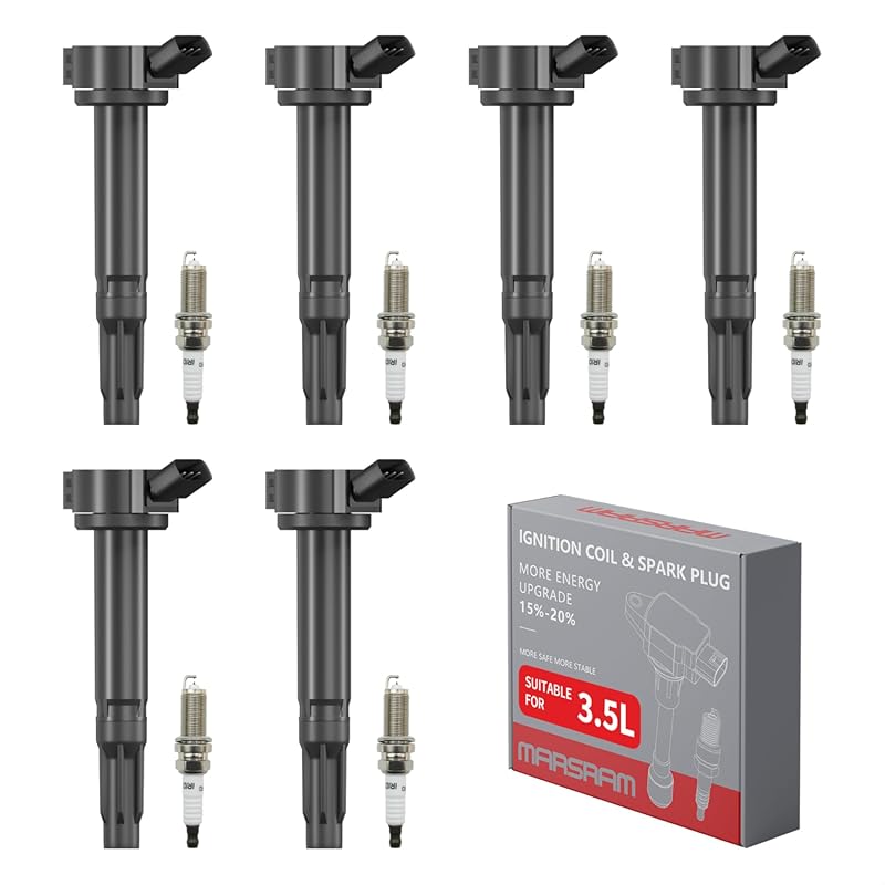 Marsram 6-Pack UF487 Ignition Coils Double Iridium Spark Plugs for Toy