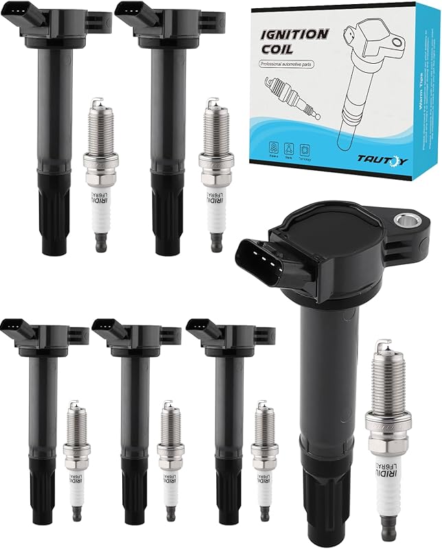 TAUTOY 6-Pack UF487 Ignition Coils & 6619 Spark Plugs for Toyota Camry