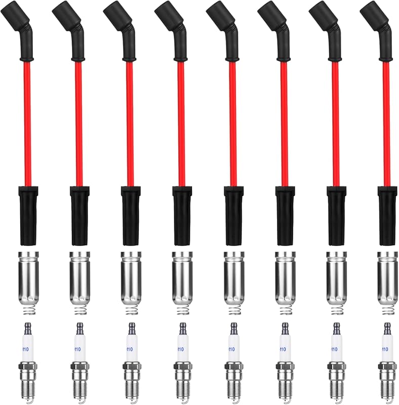 8pc 41-110 Iridium Spark Plugs & Wires Set for 2000-2013 Chevy GMC Sil