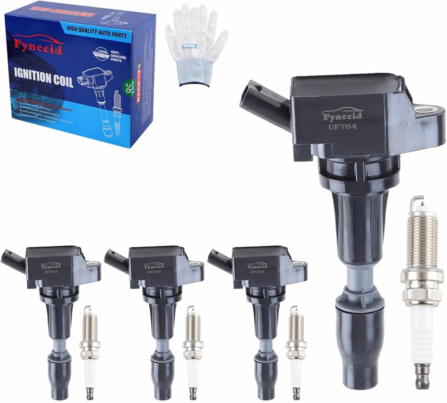 UF764 Ignition Coils and Iridium Spark Plugs Set of 4 for 2015-2019 Hy